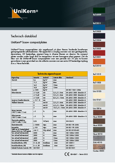 Technisch Datablad UniKern